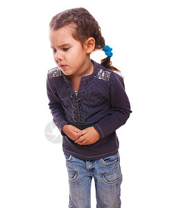 腹部腹痛和抽搐疼痛的患病小女生病女童图片