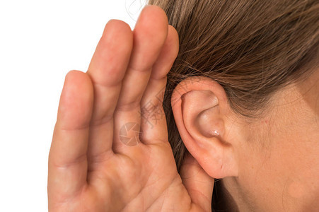 女人用她的手听耳聋失图片
