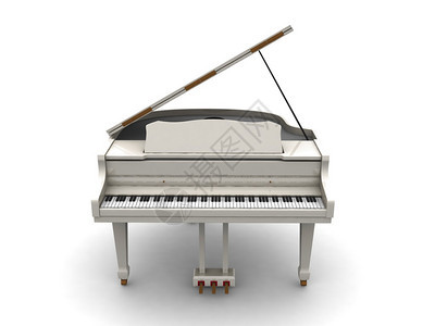 白色三角钢琴3d渲染背景图片