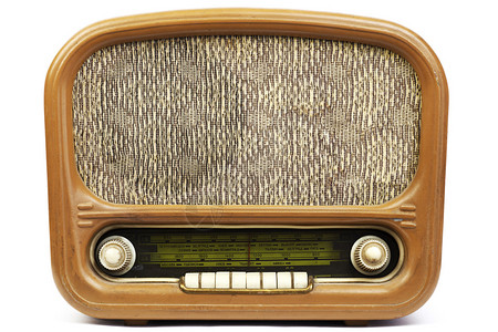 白色背景上的旧收音机背景图片