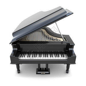 3D黑大钢琴在白色背景上被孤图片