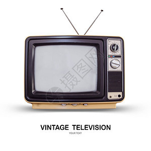 旧电视旧的复古电视机在白色背景和剪切图片