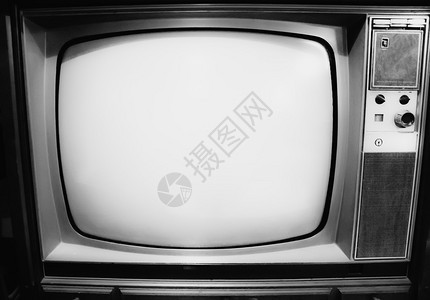 黑色和白色的旧式电视机图片