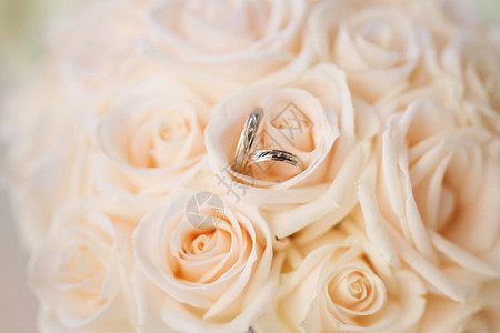 玫瑰中的结婚戒指图片