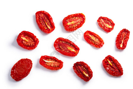 太阳或干红的番茄一半顶视图不同形状滑动路图片