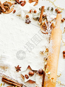 圣诞烘烤背景面团饼干剪饼香料图片