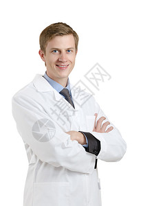 年轻笑着的年轻医生孤立图片