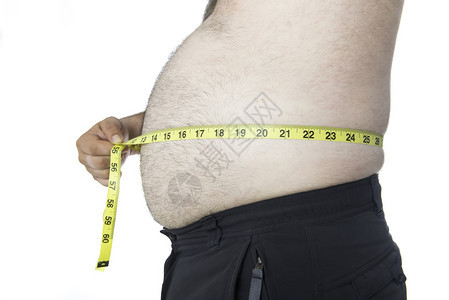 用卷尺大肚腩的胖子图片