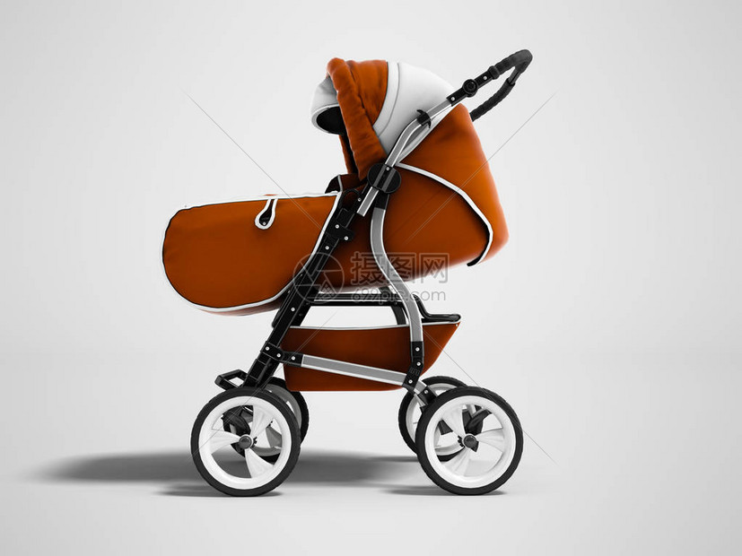 现代橙色婴儿漫步车全季三3D变形器灰图片
