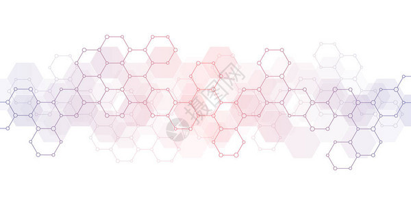 含有分子结构和化学工程的几何背景纹理六边形态的简要背景图文图片