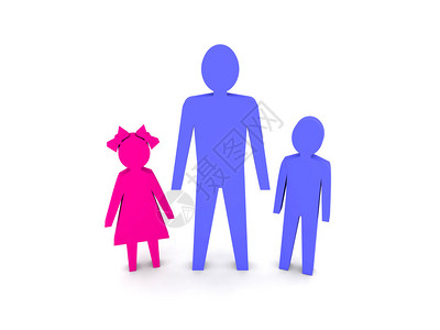 单亲家庭概念3D插图3图片