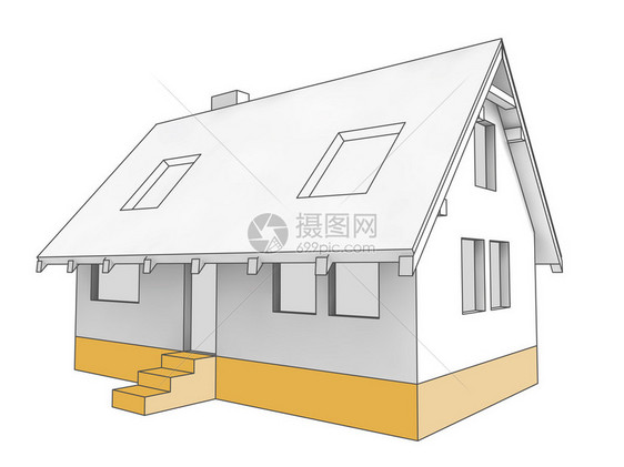 以橙色插图为颜色的房屋建筑基金会图片