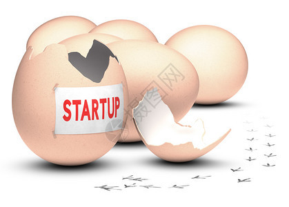 企业孵化器概念在白色背景的3D渲染五个鸡蛋加一个打开图片