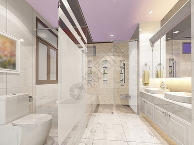 室内浴室的3d渲染背景图片