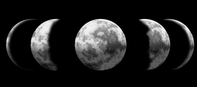 黑色背景上的月相插图以图片