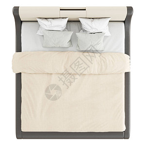 一张大型软棕色的双床枕头和白色背景的毯图片
