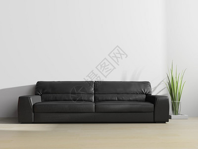 现代室内的黑色沙发3D渲染图片