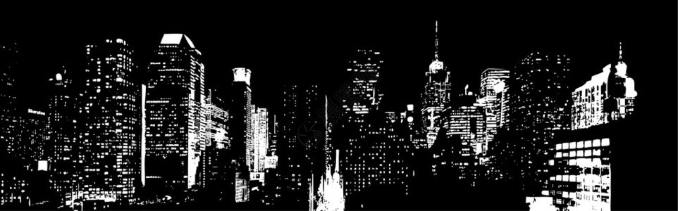 黑白城市夜景图片