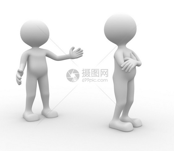 两个男人误解的3d渲染插图图片