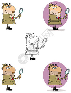 侦探简笔画高清图片白色背景带放大镜的可爱小侦探高清图片男侦探私家