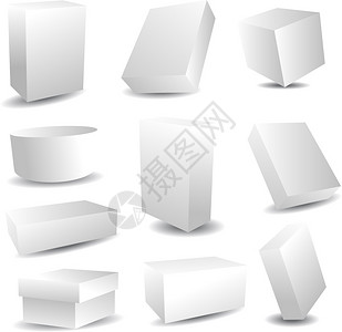 白色空白包装盒的集合背景图片