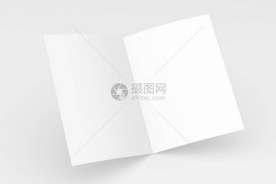 空白小册子杂志在软灰色背景上模拟孤立图片