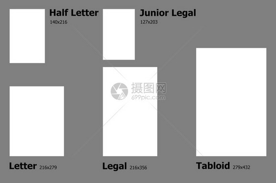 美国纸张尺寸的示例尺寸图片