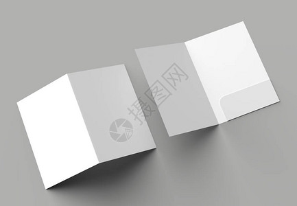 大小的单口袋强化文件夹模拟灰色背景上的孤立图片
