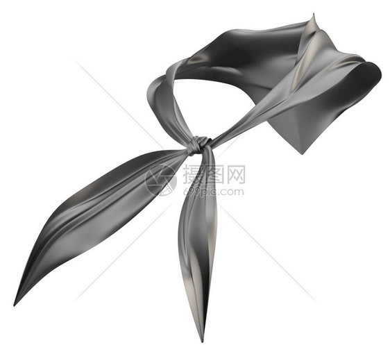 黑色围巾领带隔离在白色背景上3d渲染图片