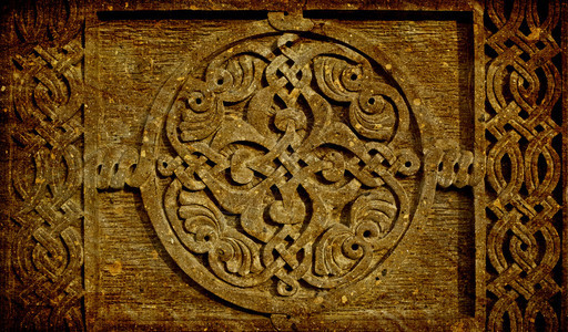 在十字石上的中世纪亚美尼亚装饰品格伦风图片