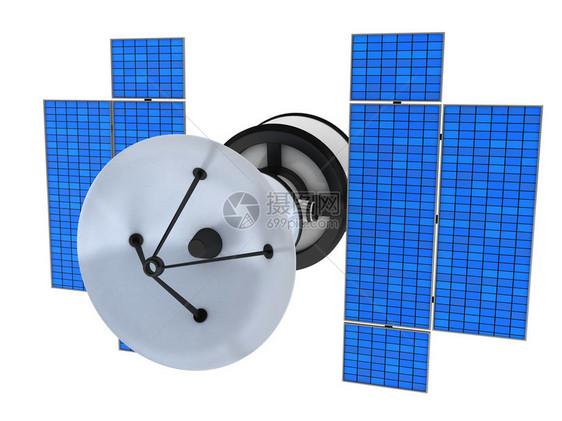 白色背景的人造卫星在3d中图片