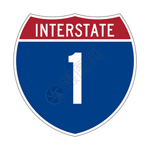 美洲州际公路一号标志或盾背景图片