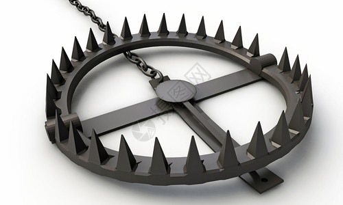 "陷阱"孤立在白色背景上的熊陷阱插画