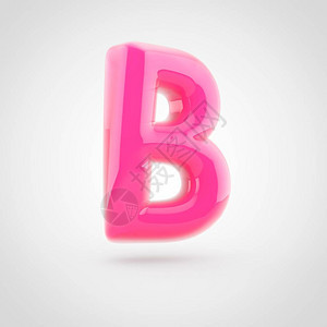 粉红色字母B大写光滑的粉红色字体的3D渲染充满了在白色背景上隔图片