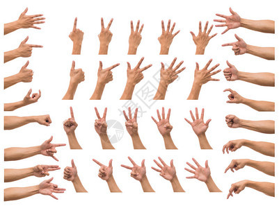 白色背景上的各种手势图片