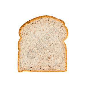 在白色背景上分离的发芽糙米面包片图片