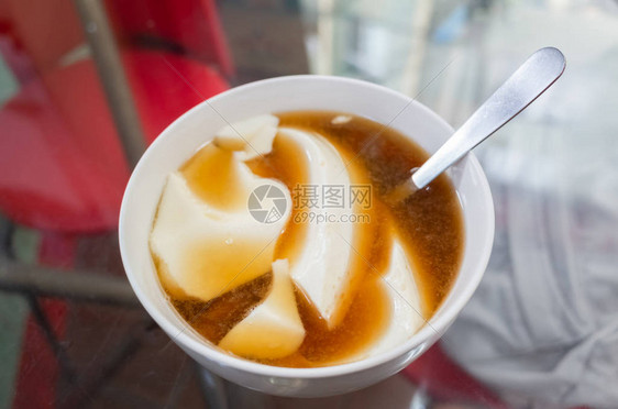 传统小吃豆腐布丁特写图像图片