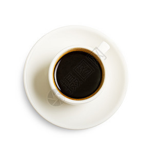 一杯带阴影的白色咖啡顶视图图片