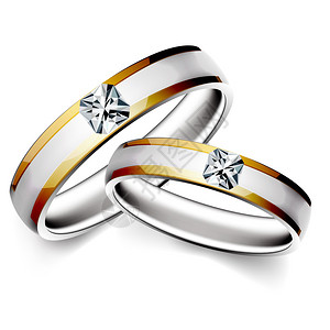 白色背景的结婚戒指插图图片