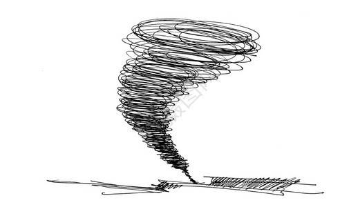 用铅笔在白色背景上绘制的飓风草图图片