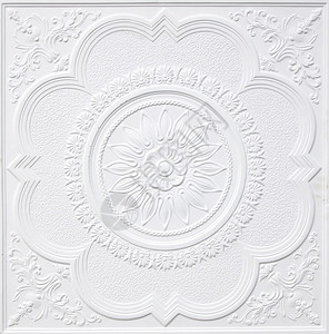 天花板石膏板上的白色花朵图案背景图片