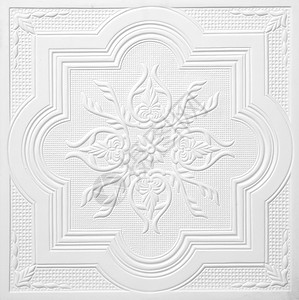 天花板石膏板上的白色花朵图案背景图片