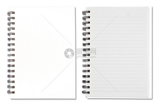白色背景上的白色空白笔记本图片