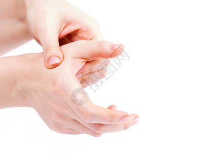 女人的手在白色背景下的手宽指之图片素材