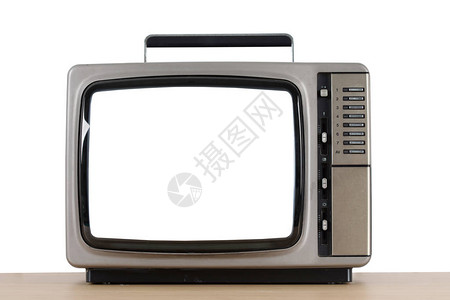 白色背景的旧电视机切断了高清图片