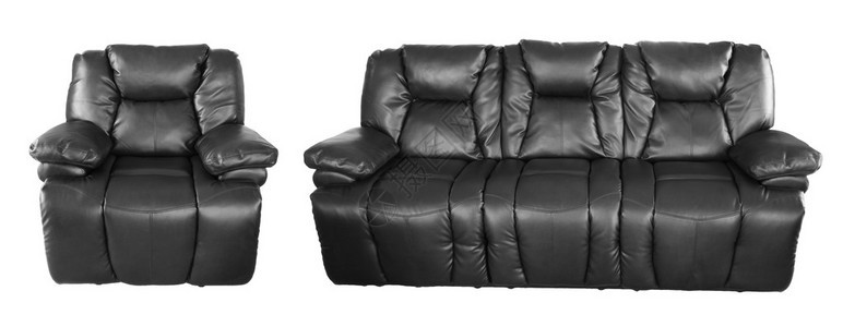 纯色背景中的黑色椅子和沙发图片
