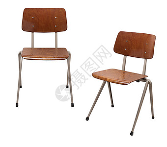 白色背景下的两把办公室棕色椅子图片素材