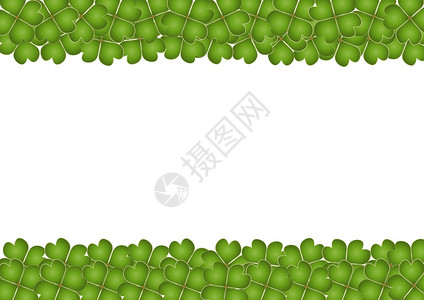 插图美丽的绿色幸运四叶草水平框架图片
