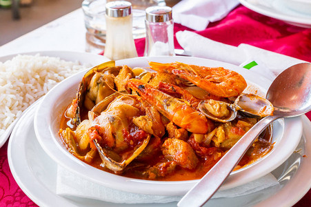 葡萄牙阿尔布费拉的古典土生长海食品卡塔兰Albu图片