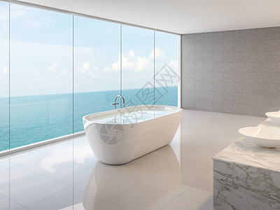 最小阁楼浴室3d渲染图片